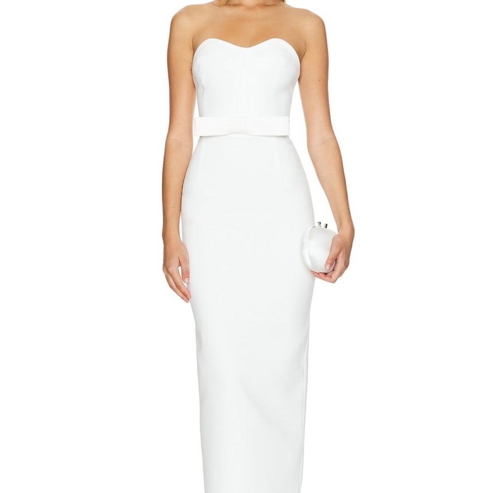 White Strapless Sheath Dress for Brides